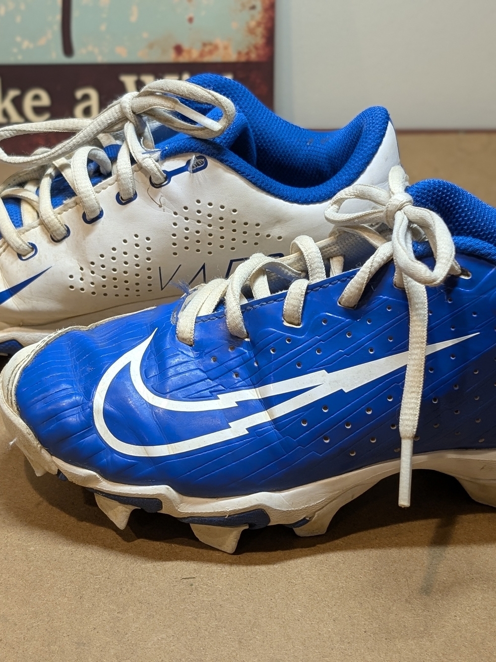 Nike Vapor Ultrafly Keystone Baseball Cleats Blue/White Molded Studs 2.5 M - Picture 2 of 6